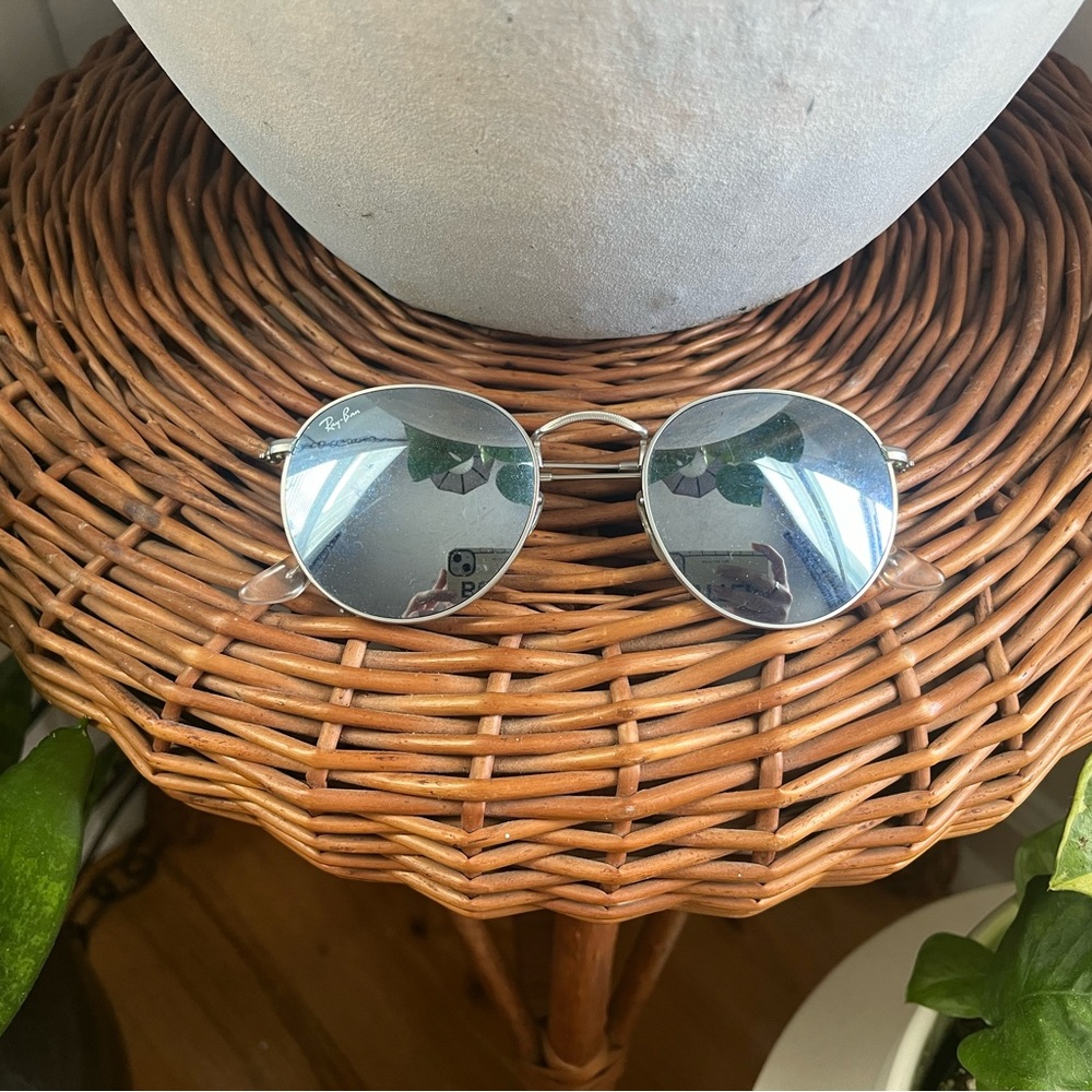 ROUND FLASH LENSES SILVER RAY BAN SUNGLASSES